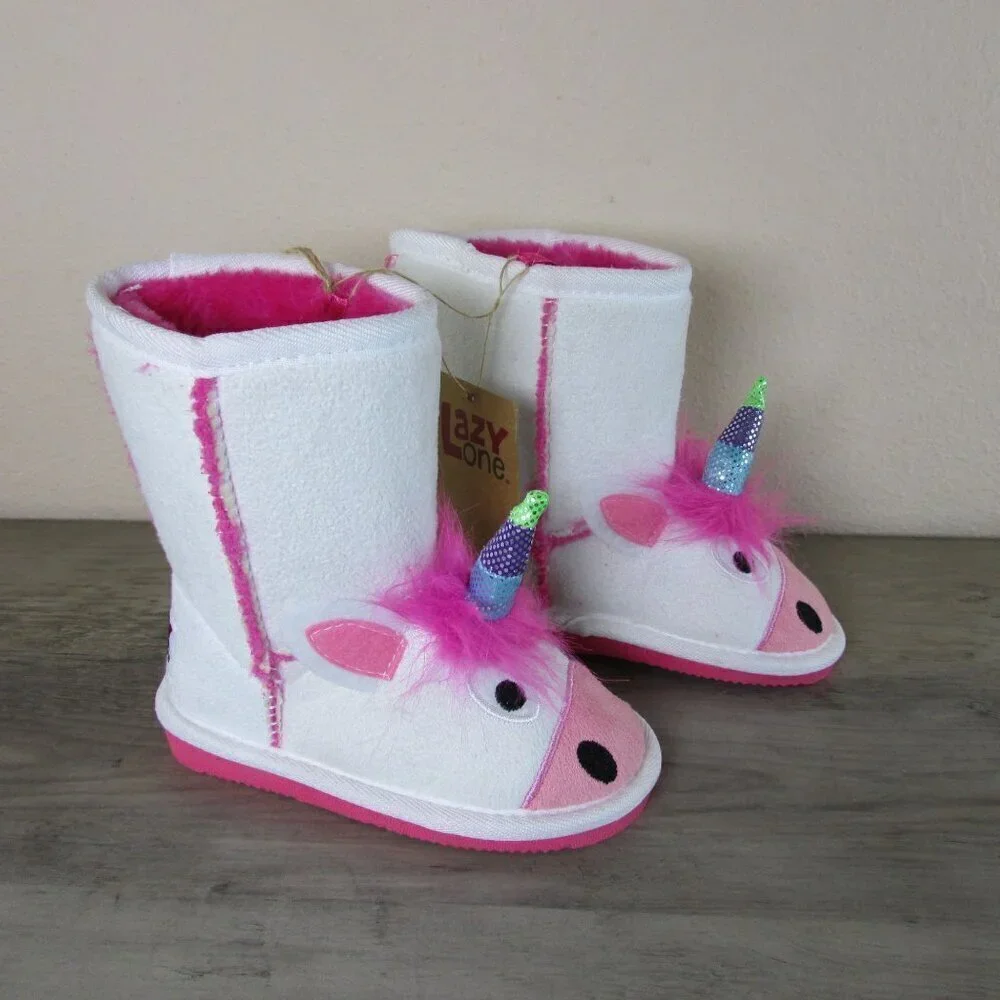 Lazy One Toddler XS (6-7) Girl's Toasty Toes Slipper Unicorn Boot Slippers Shoe